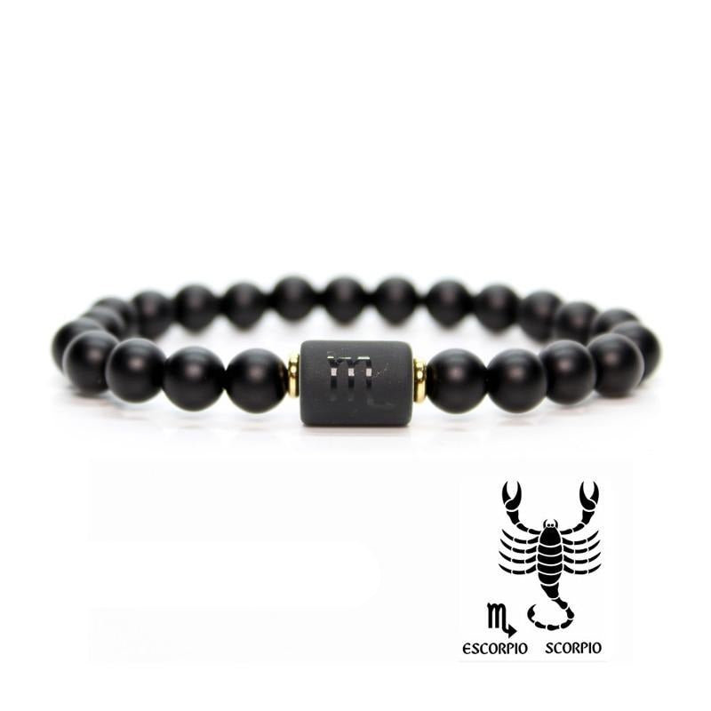 Bracelet Signes Astrologiques en Pierres Noires