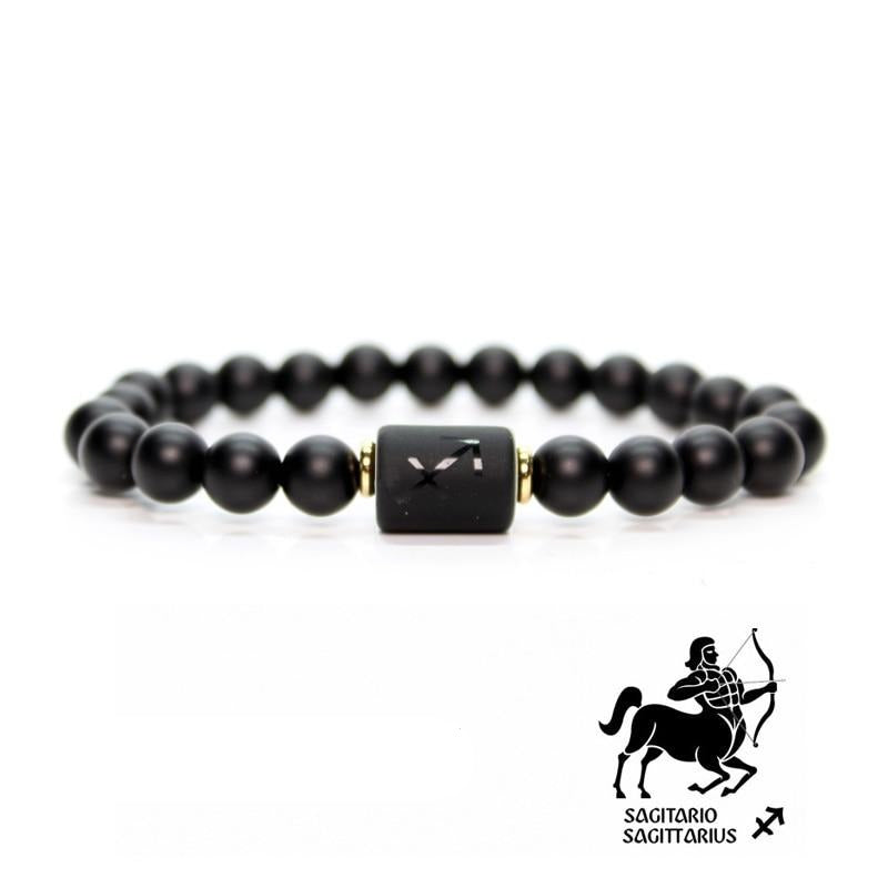 Bracelet Signes Astrologiques en Pierres Noires