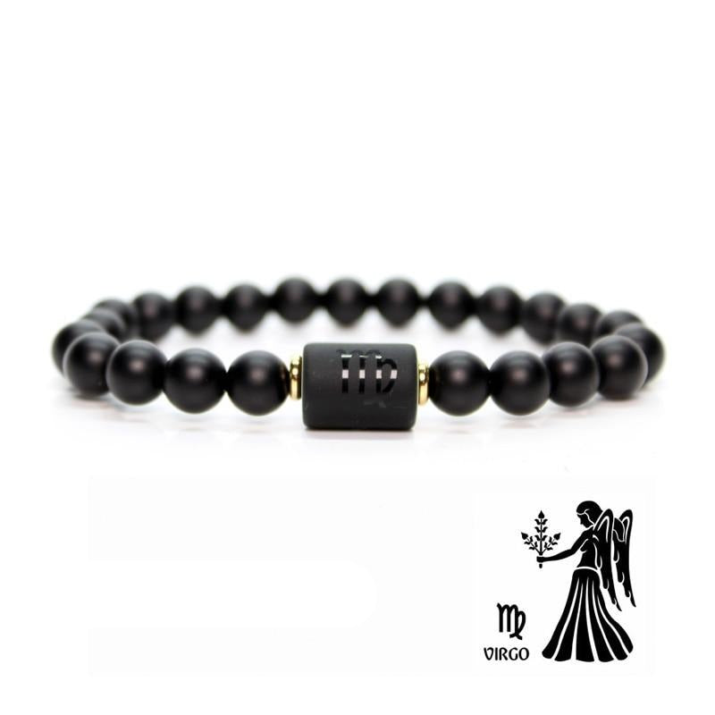 Bracelet Signes Astrologiques en Pierres Noires