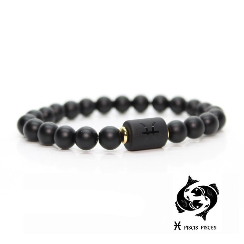 Bracelet Signes Astrologiques en Pierres Noires